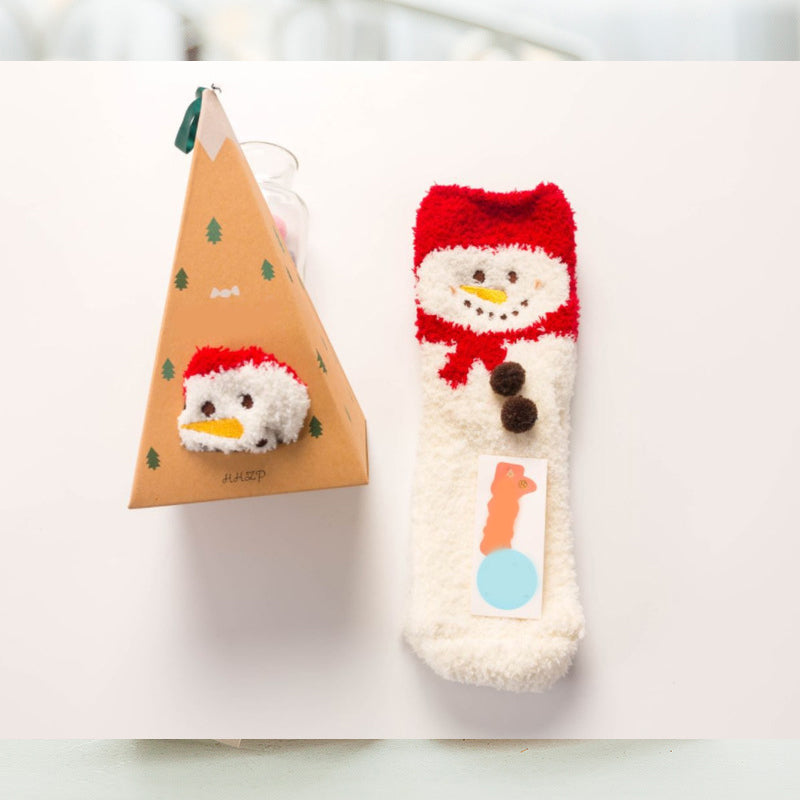 Weihnachtsgeschenkbox – süße Plüschsocken(4 Paare)