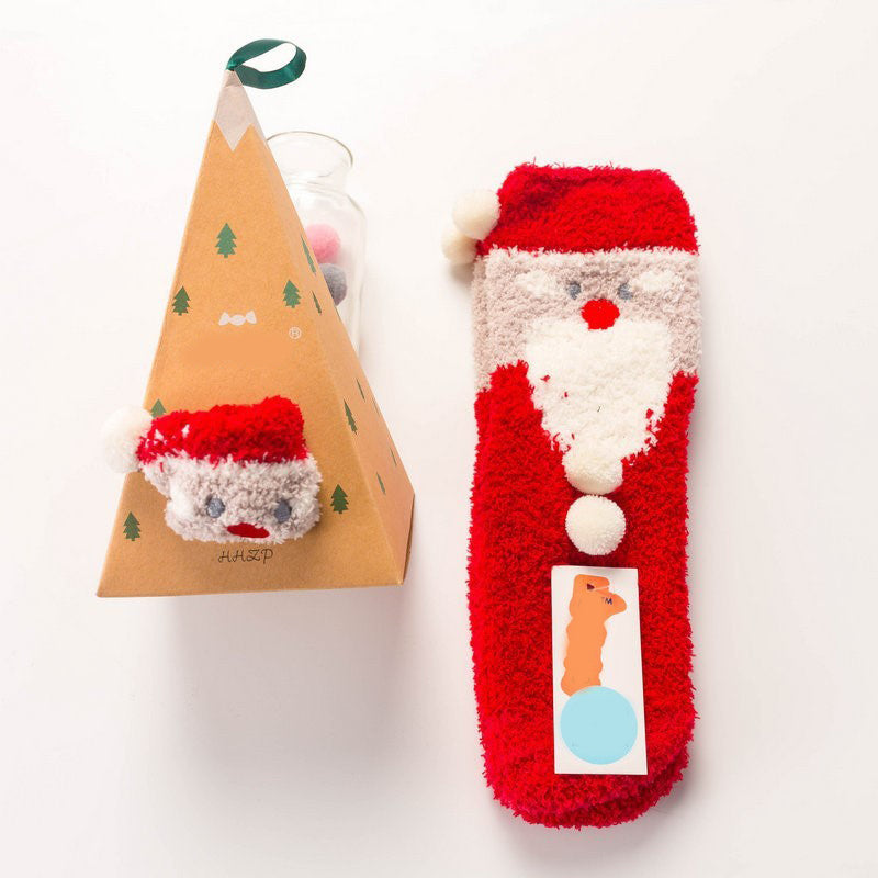 Weihnachtsgeschenkbox – süße Plüschsocken(4 Paare)