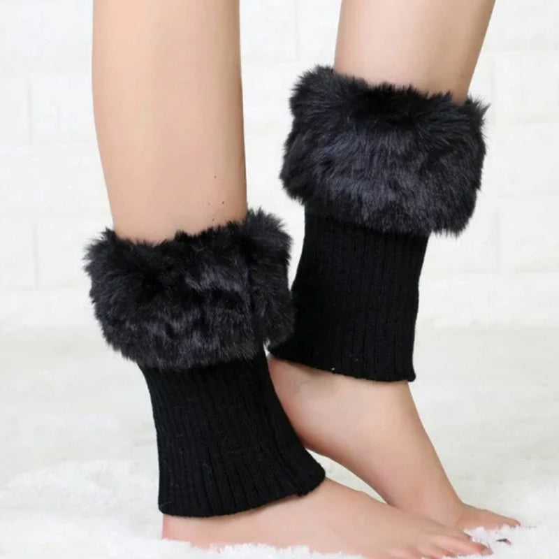 Women Fur Trim Boot Cuff Toppers Cover Leg Warmers