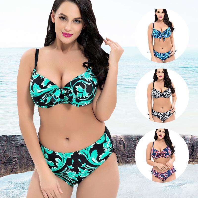 Großer bedruckter Bikini mit hoher Taille