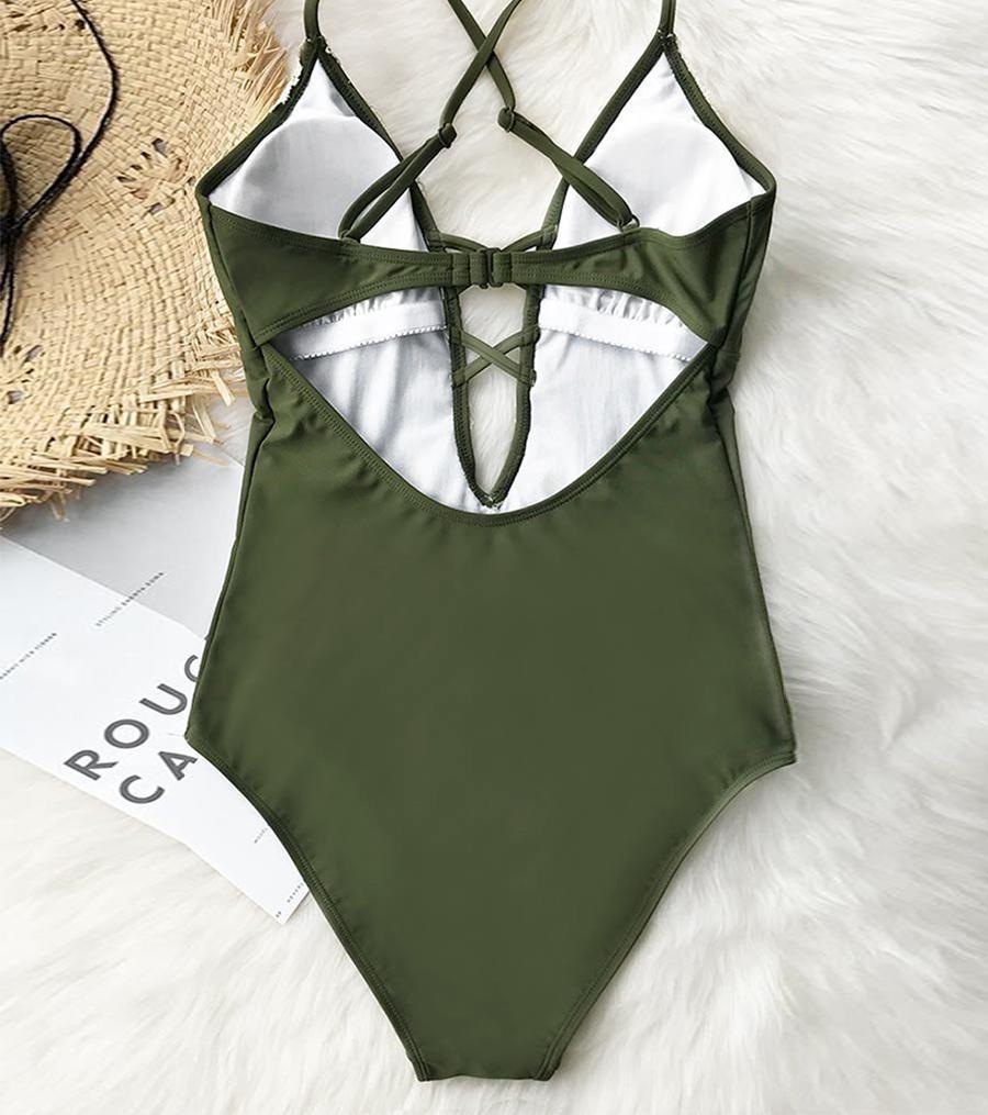 Damen Vintage Spitzen Einteiliger Badeanzug