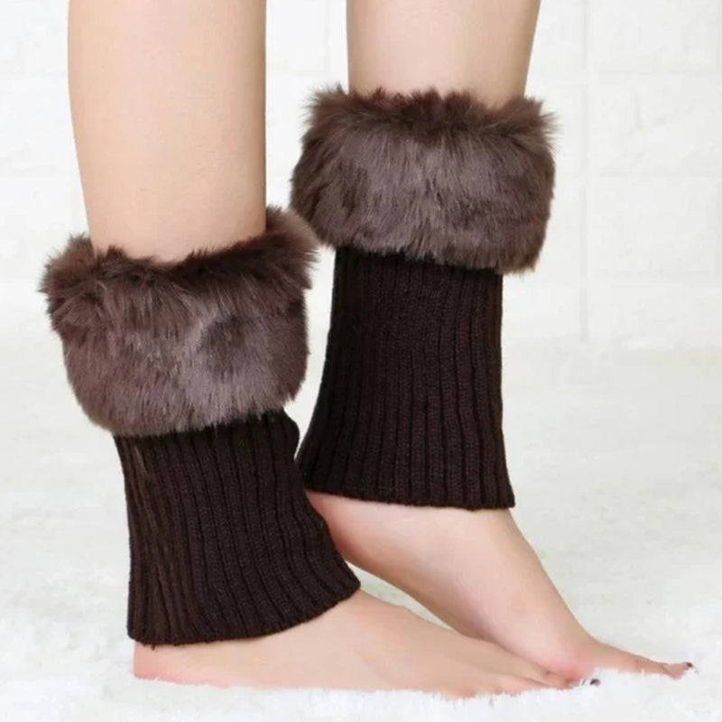 Women Fur Trim Boot Cuff Toppers Cover Leg Warmers