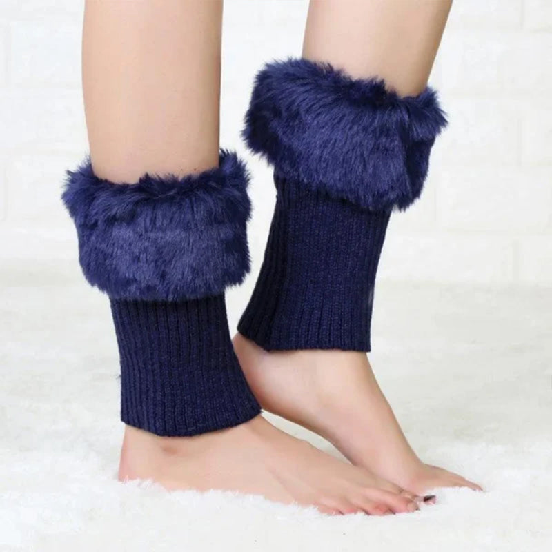 Women Fur Trim Boot Cuff Toppers Cover Leg Warmers
