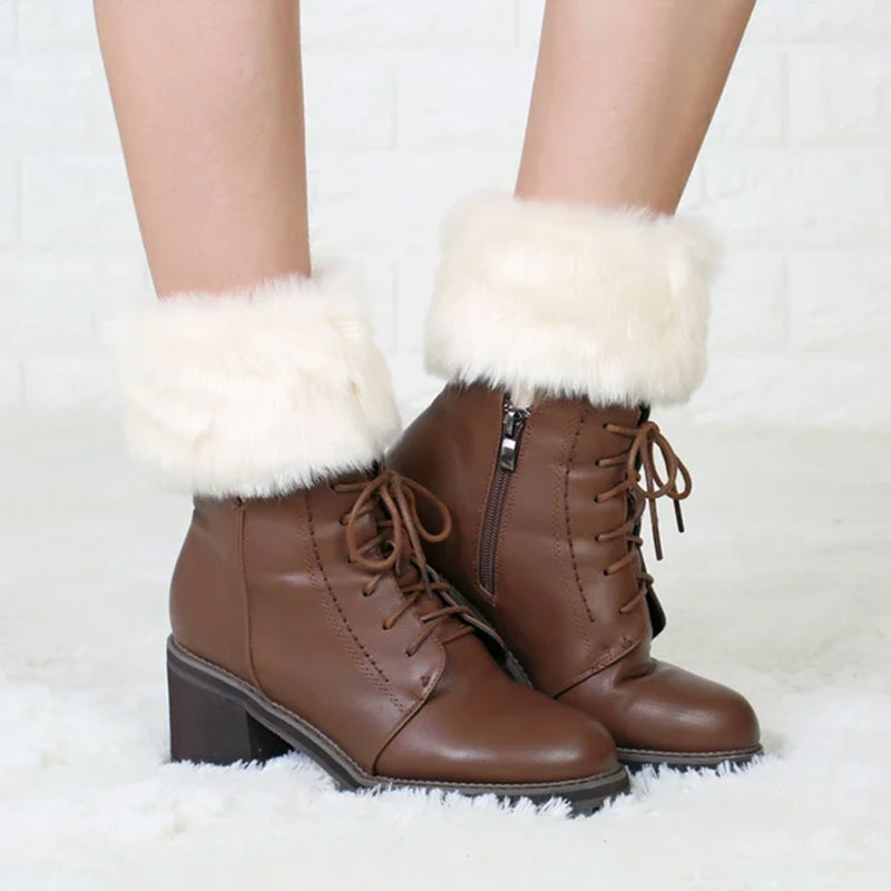 Women Fur Trim Boot Cuff Toppers Cover Leg Warmers
