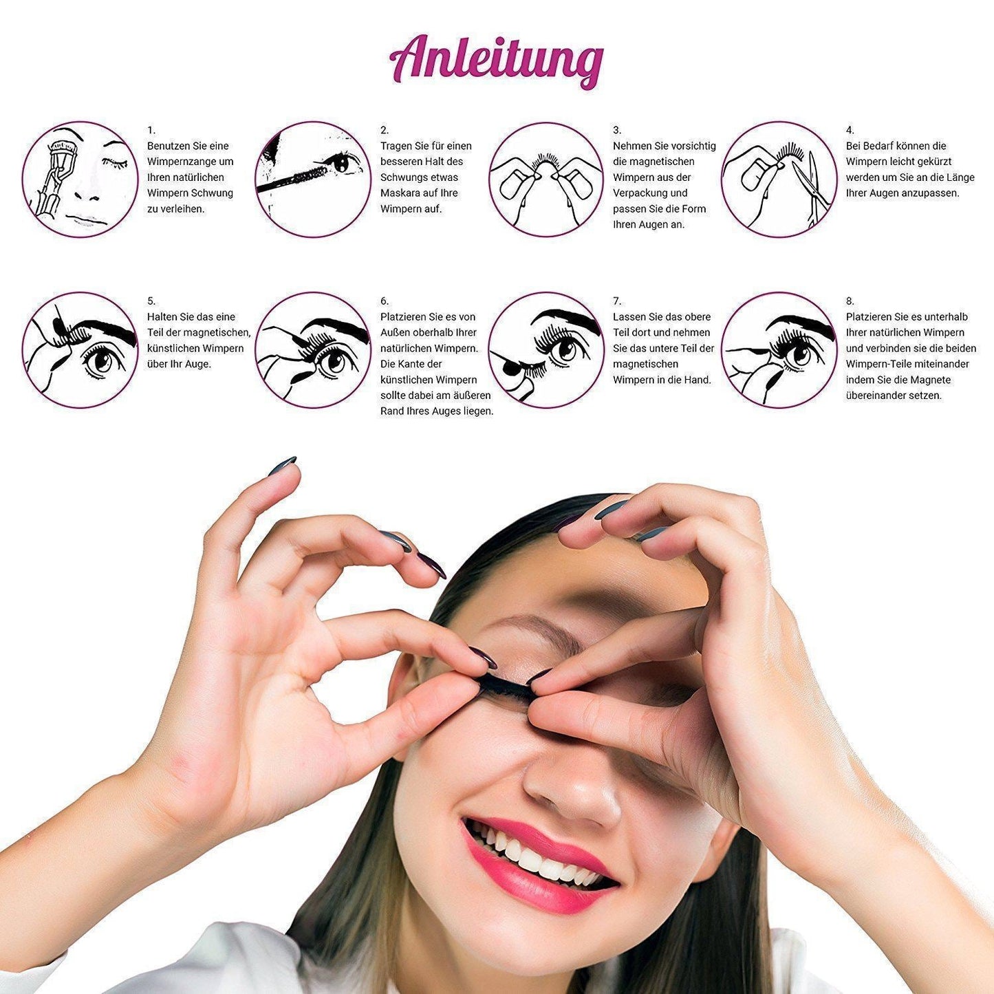 Magnetische Falsche Wimpern(4 Paar/8 Stücke)