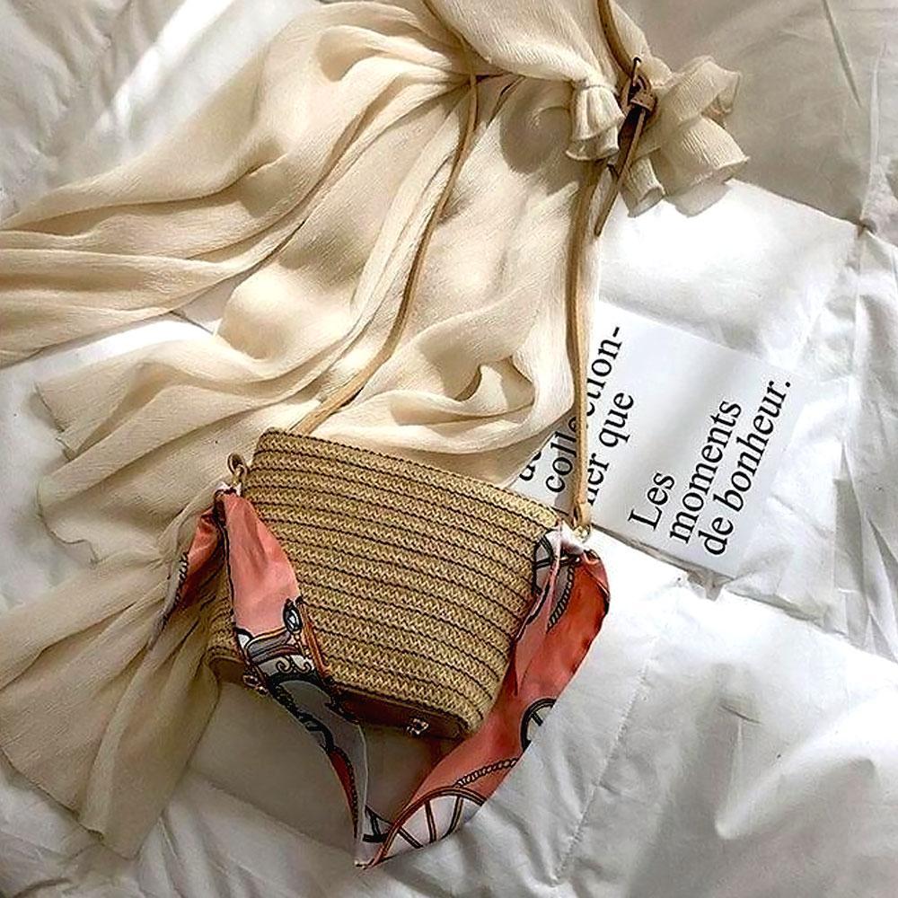Rattantasche mit Schal, Handtasche oder UmhÀngetasche