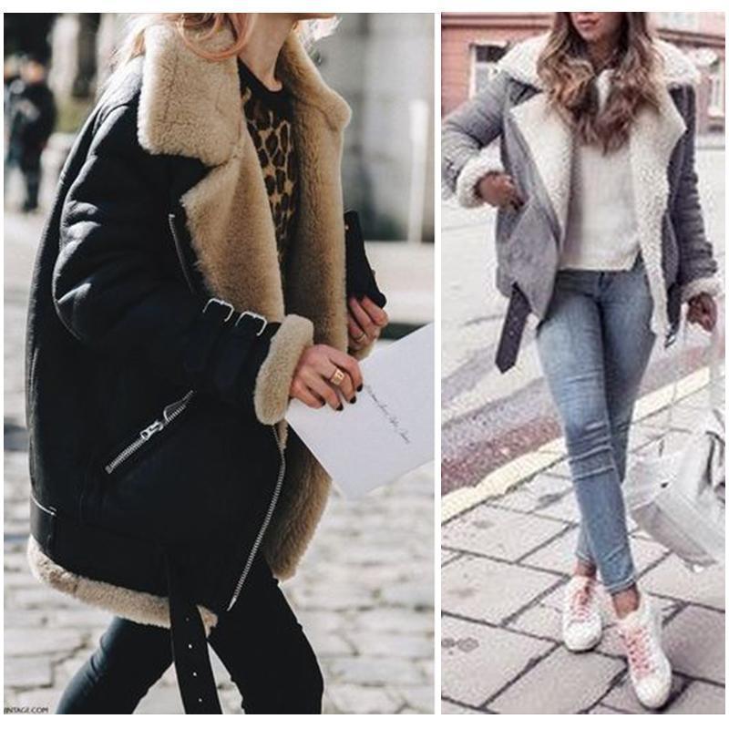 Der Warme LĂ€ssige Kunstpelz Fleece-Mantel