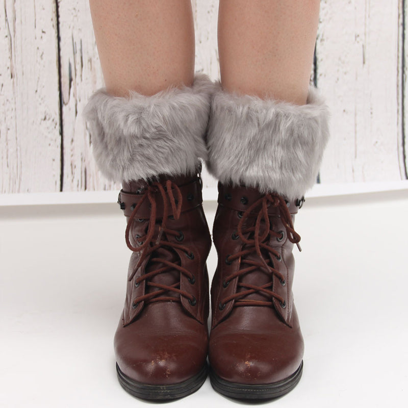 Women Fur Trim Boot Cuff Toppers Cover Leg Warmers