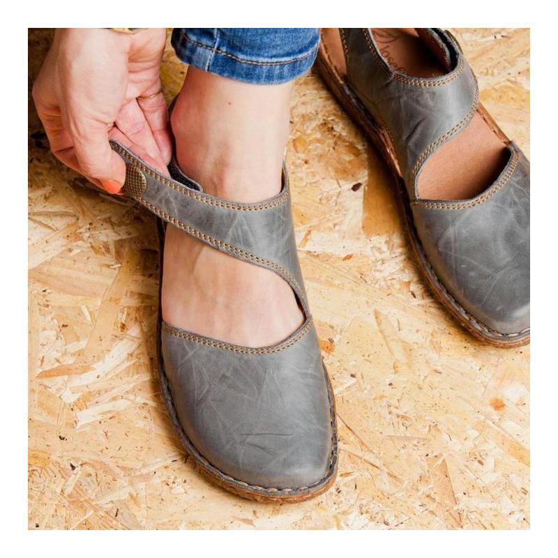 Vintage & Weiche Klett Mary Jane Sandalen