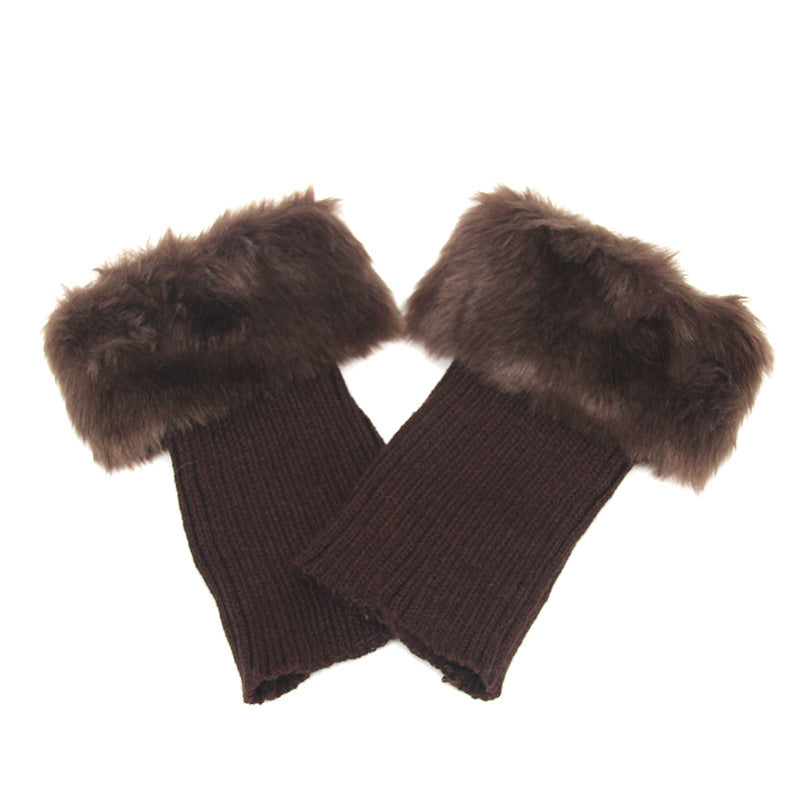 Women Fur Trim Boot Cuff Toppers Cover Leg Warmers
