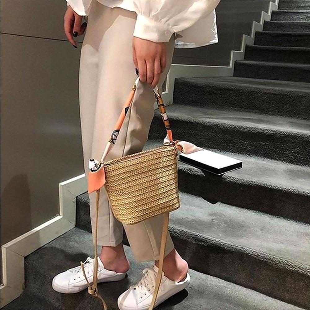 Rattantasche mit Schal, Handtasche oder UmhÀngetasche