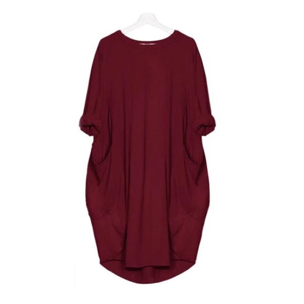 Einfarbiges Kleid mit Rundhalsausschnitt