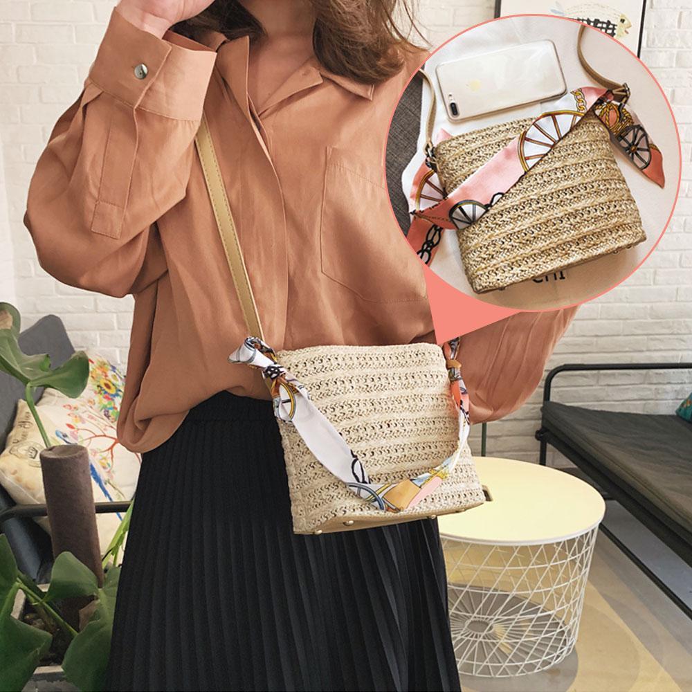 Rattantasche mit Schal, Handtasche oder UmhÀngetasche