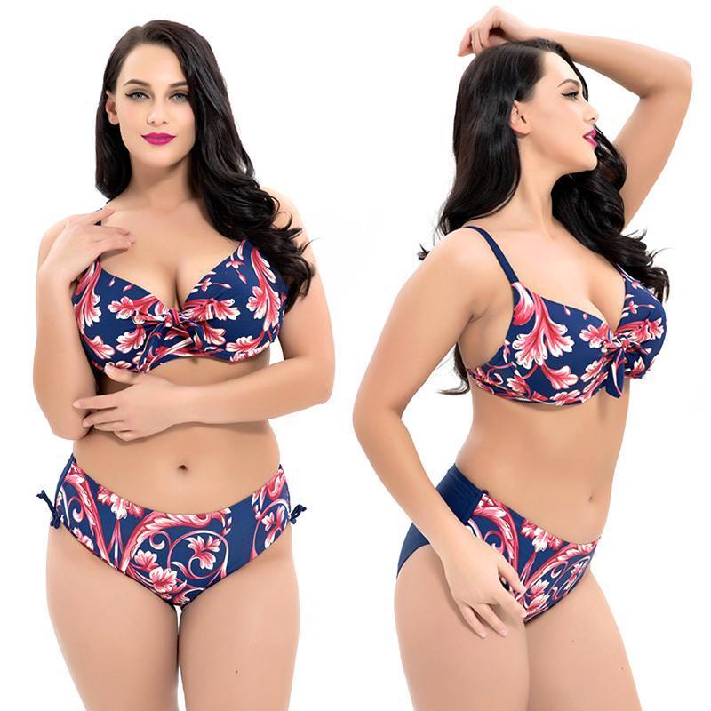 Großer bedruckter Bikini mit hoher Taille
