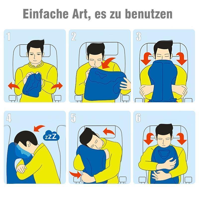 Aufblasbare Reisekissen, tragbare Beflockung Nackenkissen mit Tragetasche