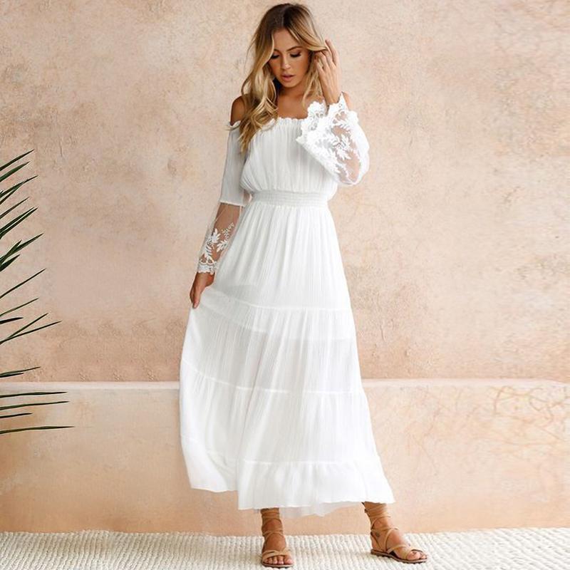 Tüll aus Schulter gefrilled Ferienkleid