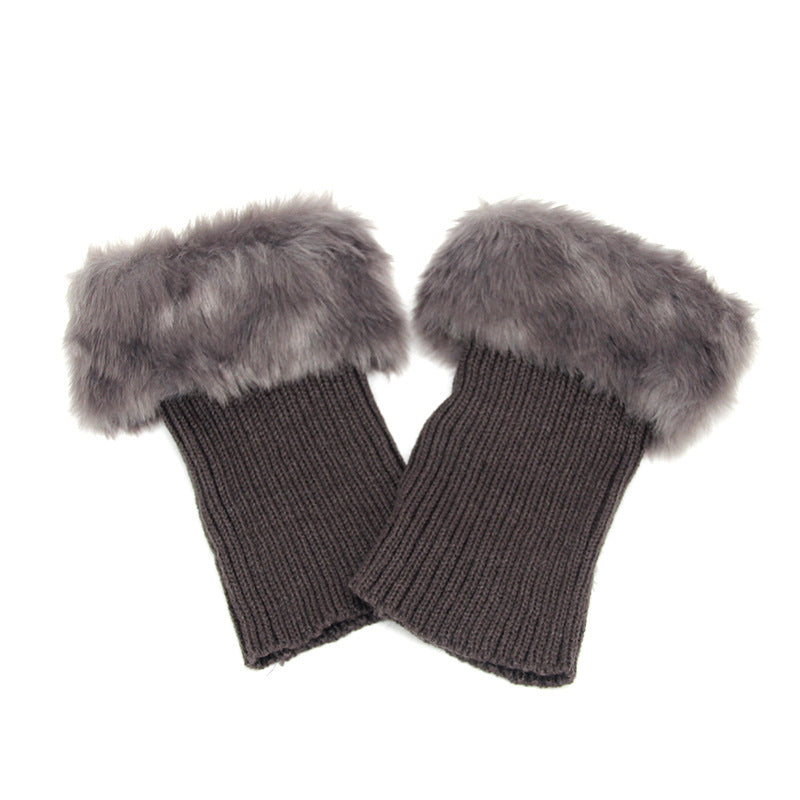 Women Fur Trim Boot Cuff Toppers Cover Leg Warmers