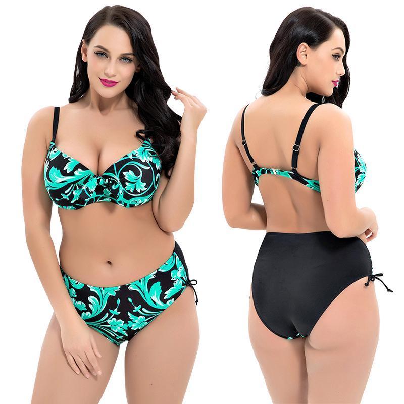 Großer bedruckter Bikini mit hoher Taille