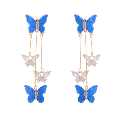 Kristall-Schmetterling-Quaste-Ohrringe