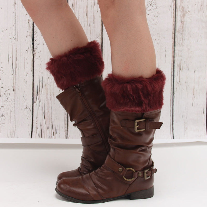Women Fur Trim Boot Cuff Toppers Cover Leg Warmers