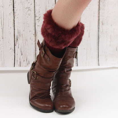 Women Fur Trim Boot Cuff Toppers Cover Leg Warmers