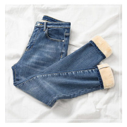 Verdickte Elastische Fleecejeans für Damen