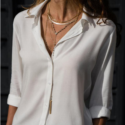 Chiffonhemd mit V-Ausschnitt