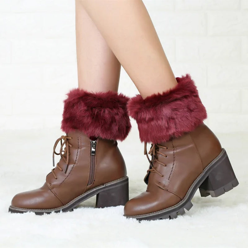 Women Fur Trim Boot Cuff Toppers Cover Leg Warmers