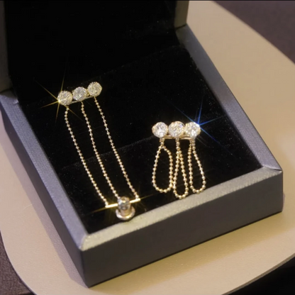 Simple Zircon Chain Tassel Earrings