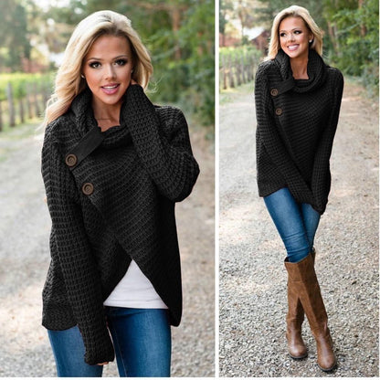 Langärmel Unregelmäßiger Strickpullover