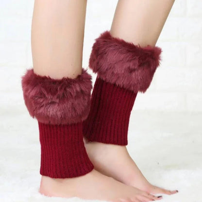 Women Fur Trim Boot Cuff Toppers Cover Leg Warmers