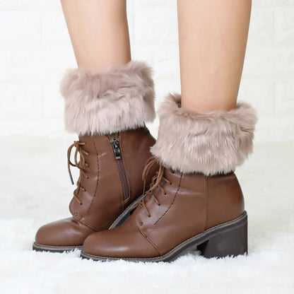 Women Fur Trim Boot Cuff Toppers Cover Leg Warmers