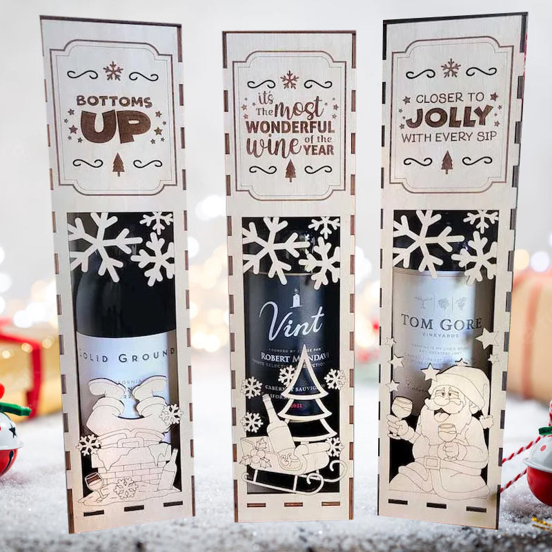 🔥heißer Verkauf 49% Rabatt🔥Weihnachtliche, lustige Weinbox aus Holz