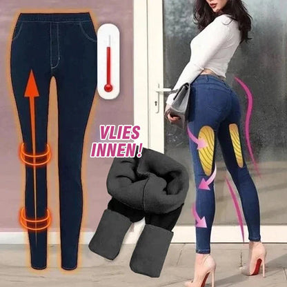 Verdickte Elastische Fleecejeans für Damen