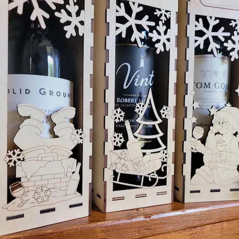 🔥heißer Verkauf 49% Rabatt🔥Weihnachtliche, lustige Weinbox aus Holz