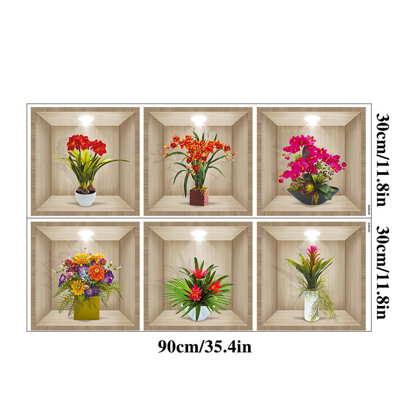 3D-Blumenvasen-Wandaufkleber