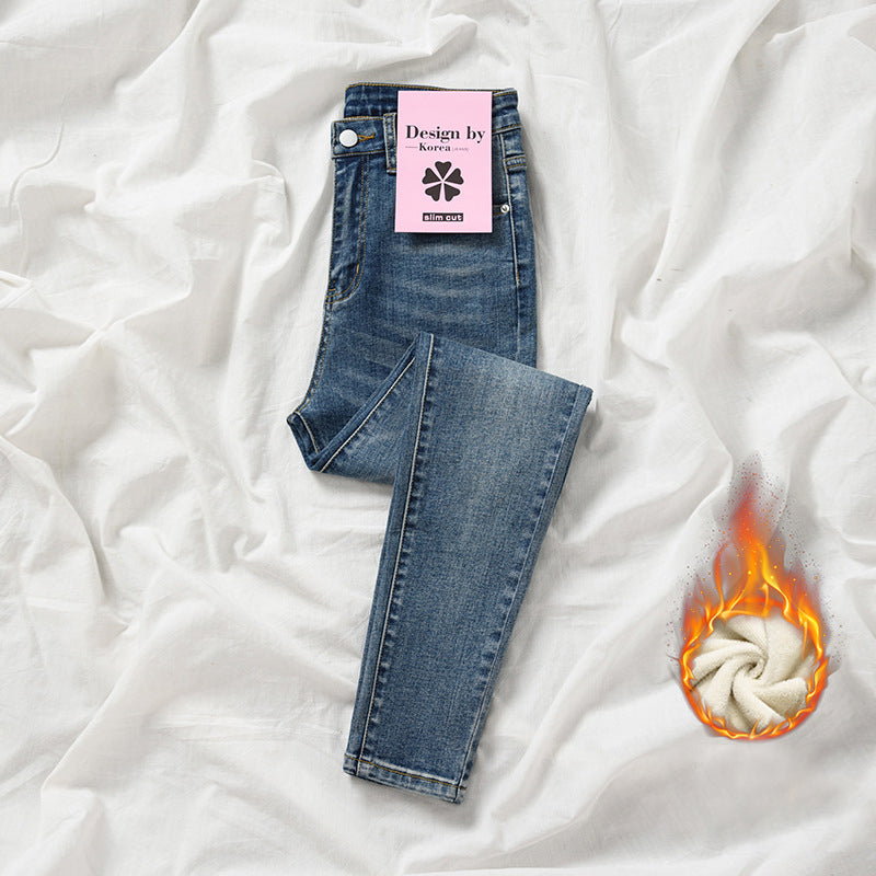 Verdickte Elastische Fleecejeans für Damen