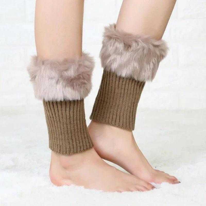 Women Fur Trim Boot Cuff Toppers Cover Leg Warmers