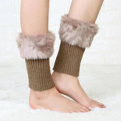 Women Fur Trim Boot Cuff Toppers Cover Leg Warmers