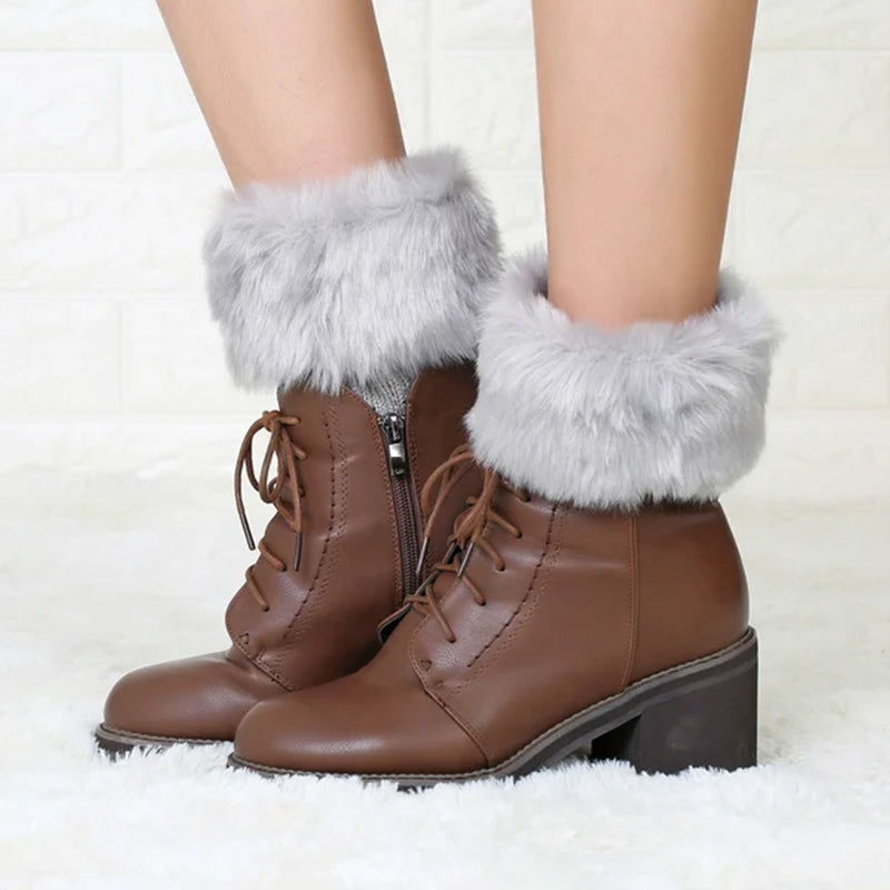 Women Fur Trim Boot Cuff Toppers Cover Leg Warmers