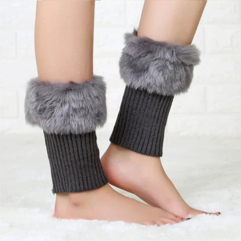 Women Fur Trim Boot Cuff Toppers Cover Leg Warmers