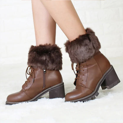 Women Fur Trim Boot Cuff Toppers Cover Leg Warmers