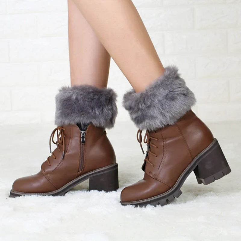 Women Fur Trim Boot Cuff Toppers Cover Leg Warmers