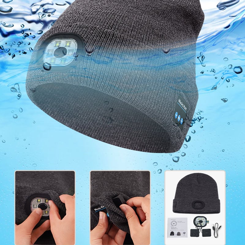 Bluetooth-Beanie mit LED-Licht & abnehmbaren Lautsprechern