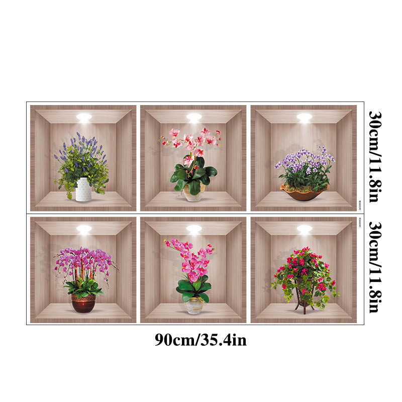 3D-Blumenvasen-Wandaufkleber
