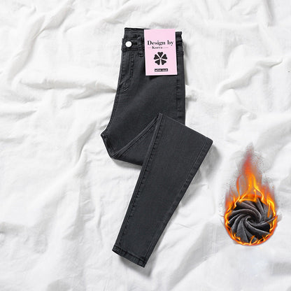 Verdickte Elastische Fleecejeans für Damen
