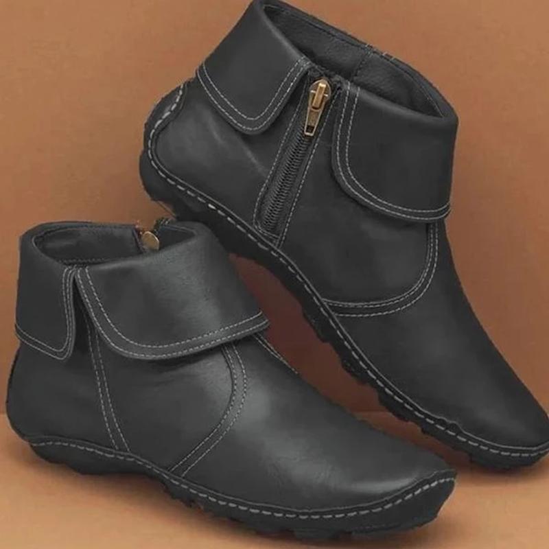 Lässige Bequeme Leder Stiefeletten mit Reißverschluss