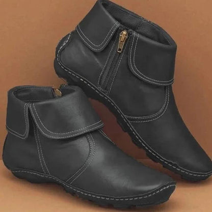 Lässige Bequeme Leder Stiefeletten mit Reißverschluss