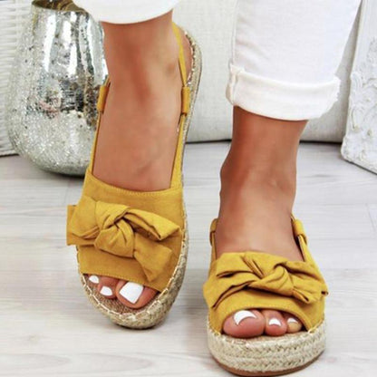 Damen Flache Sandalen mit Schleife