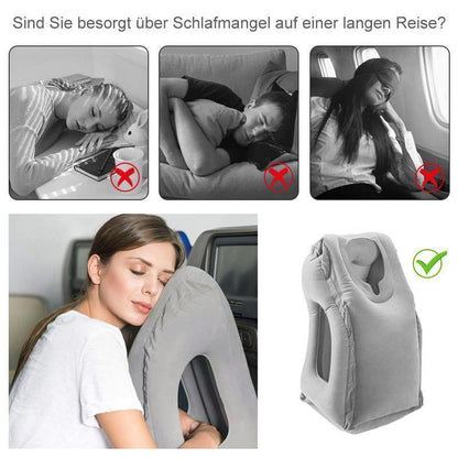 Aufblasbare Reisekissen, tragbare Beflockung Nackenkissen mit Tragetasche